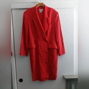 Talbots Red Trench Coat Blazer Style Jacket double breasted Classic Elegant 14